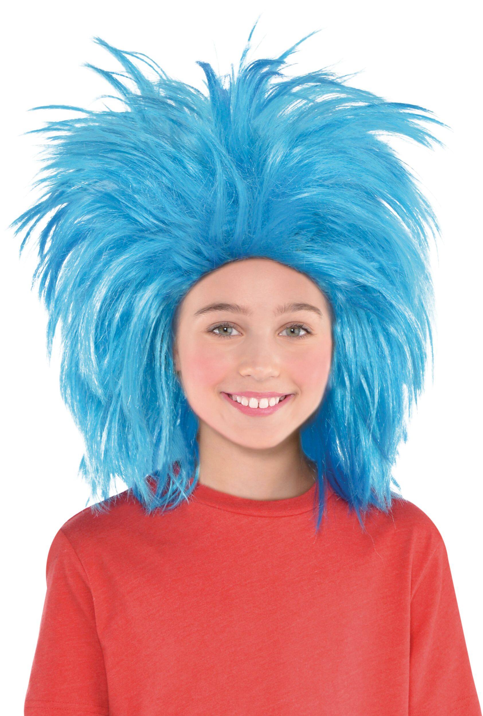 Dr. Seuss Thing 1 Thing 2 Wig, Blue, One Size Front_Flat