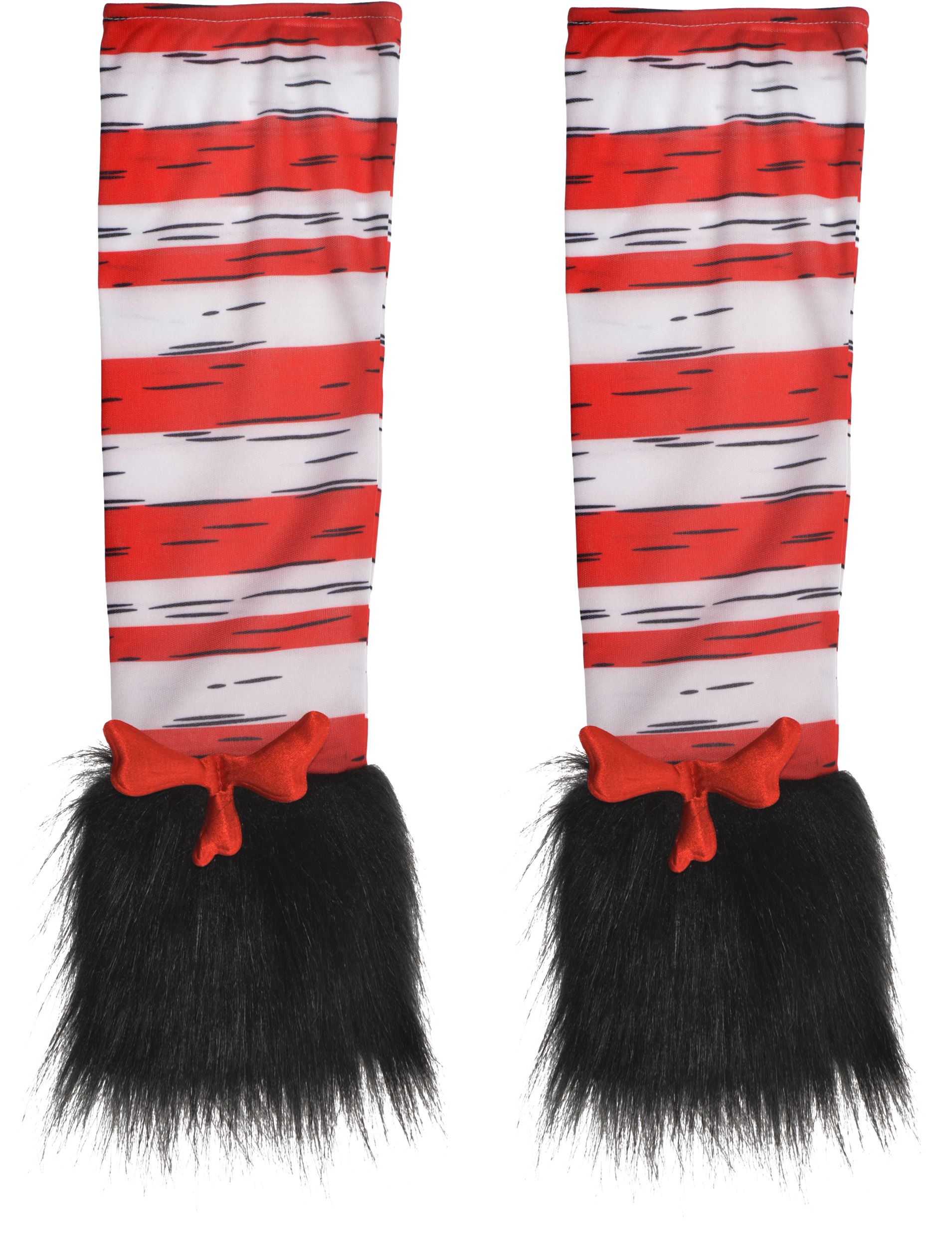Dr. Seuss Cat in the Hat Arm Warmers, Red/White/Black, Adult, One Size Overhead_Flat