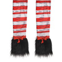 Dr. Seuss Cat in the Hat Arm Warmers, Red/White/Black, Adult, One Size Overhead_Flat