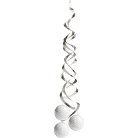 Golf Swirl Hanging Decorations, Silver/White, 6-in, 2-pk, for Sports Party Front_Flat