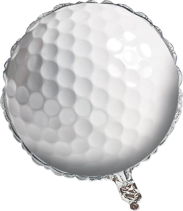 Golf Ball Satin Foil Balloon, White, 18-in, Helium Inflation & Ribbon Included for Sports Party Front_Flat
