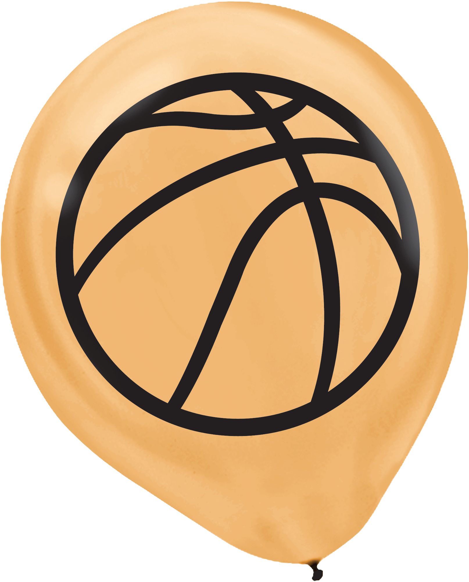 Basketball "Eat Sleep Dunk" Round Latex Balloons, Orange/Black, 12-in, 6-pk, for Sports Party Front_Flat