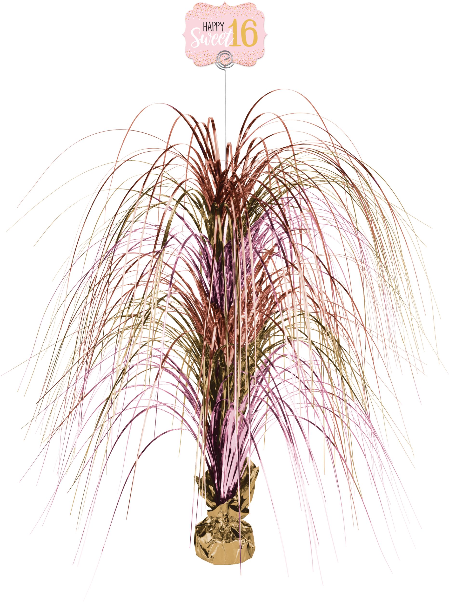 Centre de table en fontaine géant pour 16e&nbsp;anniversaire, or rose, 28&nbsp;po Front_Flat