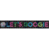"Let's Boogie" Hanging Garland Banner Decoration, Black, 25-ft, for Disco/Retro Decade Party Front_Flat