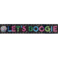 "Let's Boogie" Hanging Garland Banner Decoration, Black, 25-ft, for Disco/Retro Decade Party Front_Flat
