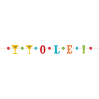 Fiesta "Sip Sip Ole!" Hanging Garland Banner Decoration, Multi-Coloured, 6.25-ft, for Cinco de Mayo/Fiesta/Summer Party Front_Flat