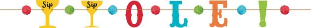Fiesta "Sip Sip Ole!" Hanging Garland Banner Decoration, Multi-Coloured, 6.25-ft, for Cinco de Mayo/Fiesta/Summer Party Front_Flat