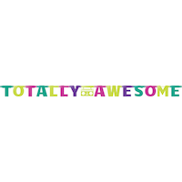 Awesome 80s "Totally Awesome" Hanging Garland Banner Decoration, Multi-Coloured, 8.25-ft, for Retro Decade Party Front_Flat