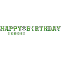 Soccer "Happy Birthday" DIY Customizable Hanging Garland Banner Decoration, Green, 10.5-ft,  for Sports Party Front_Flat