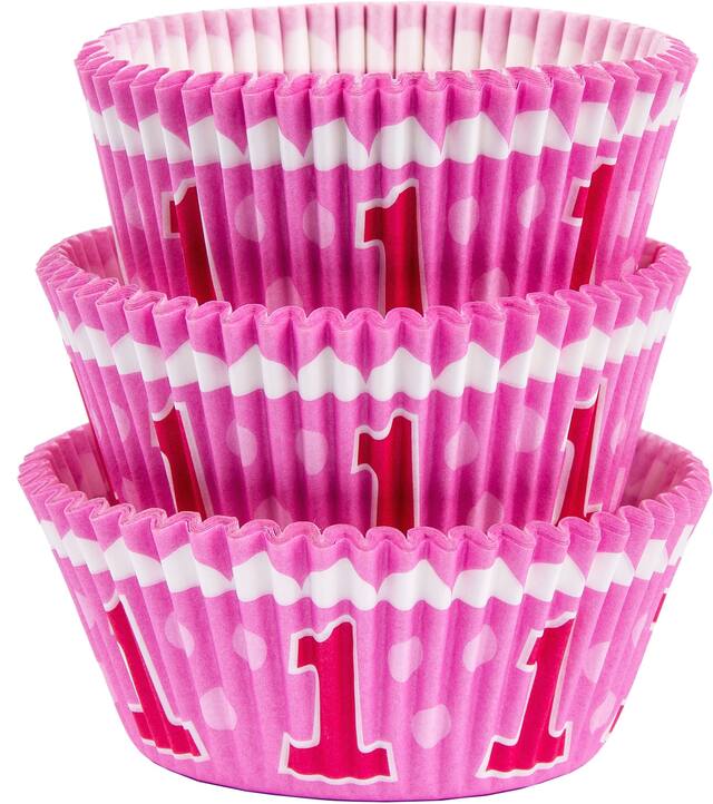 Pink 1st Birthday Baking Cups, 75-pk Front_Elevated