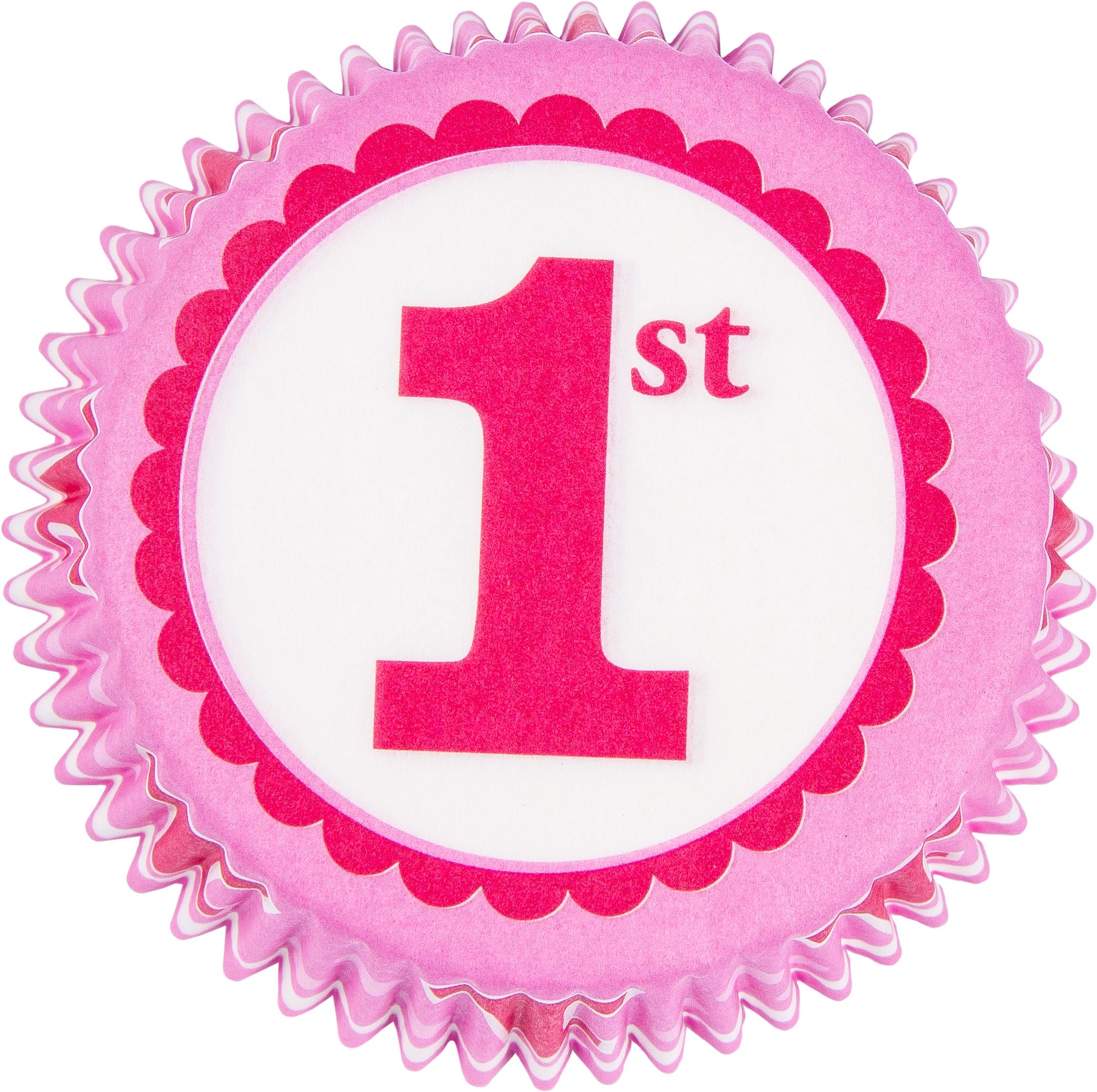 Pink 1st Birthday Baking Cups, 75-pk Bottom_Flat