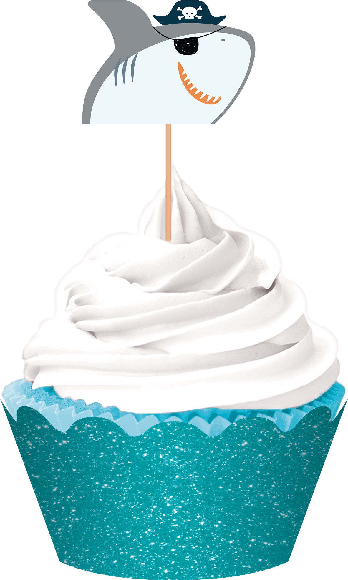 Pirate Shark Birthday Party Cupcake Kit for 24 Front_Elevated