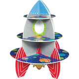 Support à petits gâteaux pour fête à trois étages fusée décollage Front_Elevated