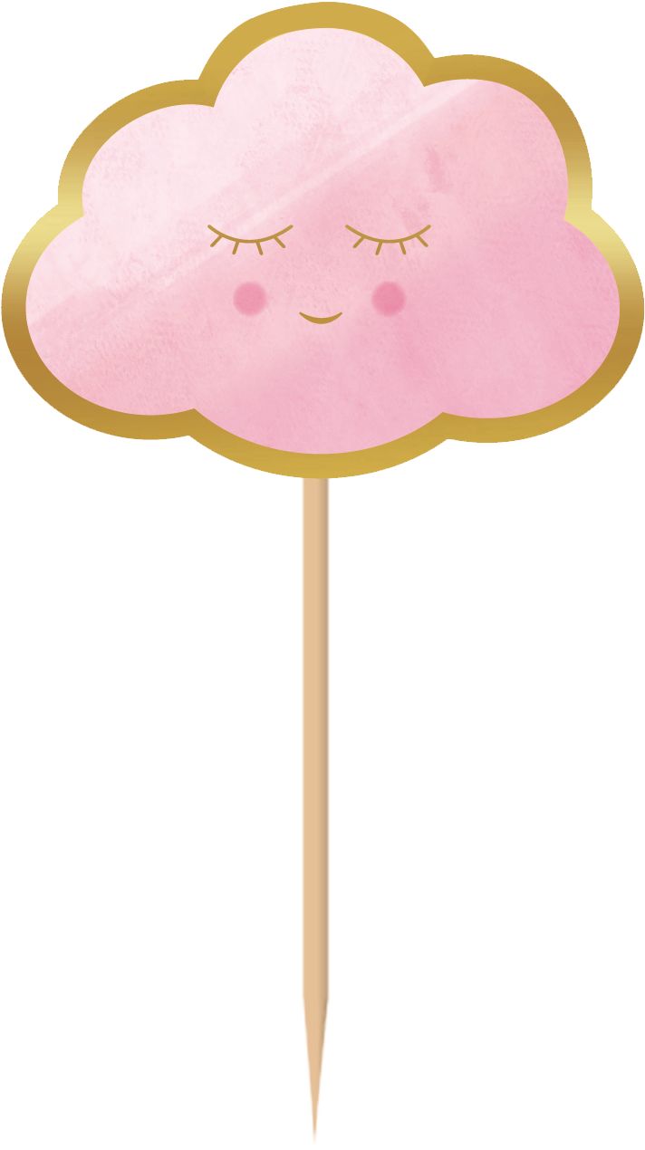 Décorations à petits gâteaux Nuage heureux, rose, paq. 24 Front_Flat