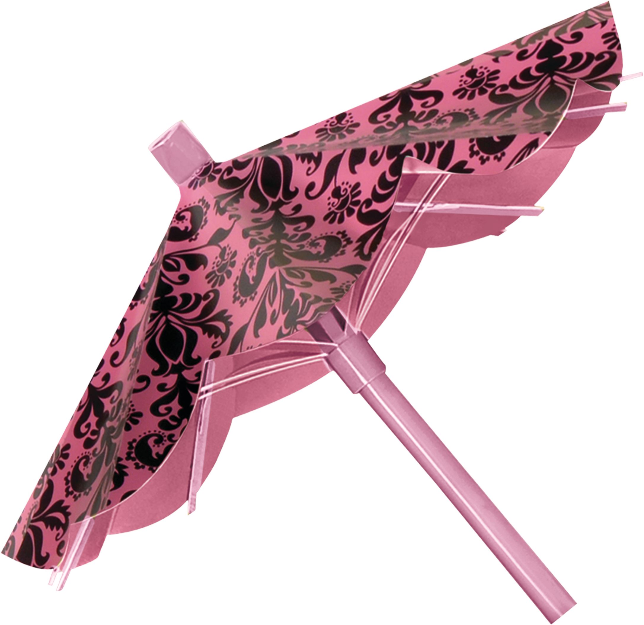 Pink & Black Parasol Decorations, 3-pc Back_Angled_Left