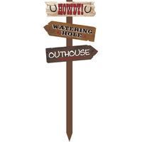 Western "Howdy" Outdoor Yard Stake Sign Decoration, Brown, 28-in, for Cowboy/Western Party Front_Flat