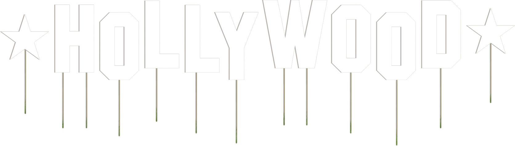 White Hollywood Yard Sign Set, 11-pc Front_Flat