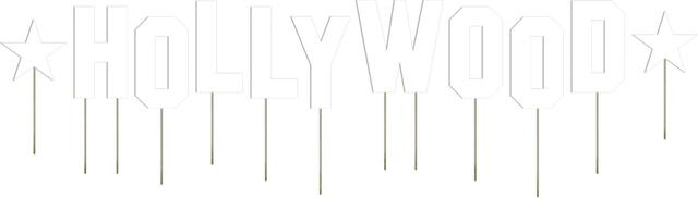 Affiche de pelouse Hollywood, blanc, paq. 11 Front_Flat