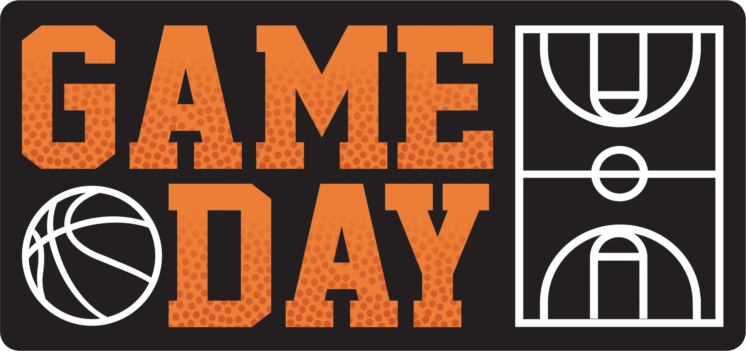 Basketball "Game Day" Table & Wall Cutout Decorations, Orange/Black, 11-in, 12-pk, for Sports Party Front_Flat