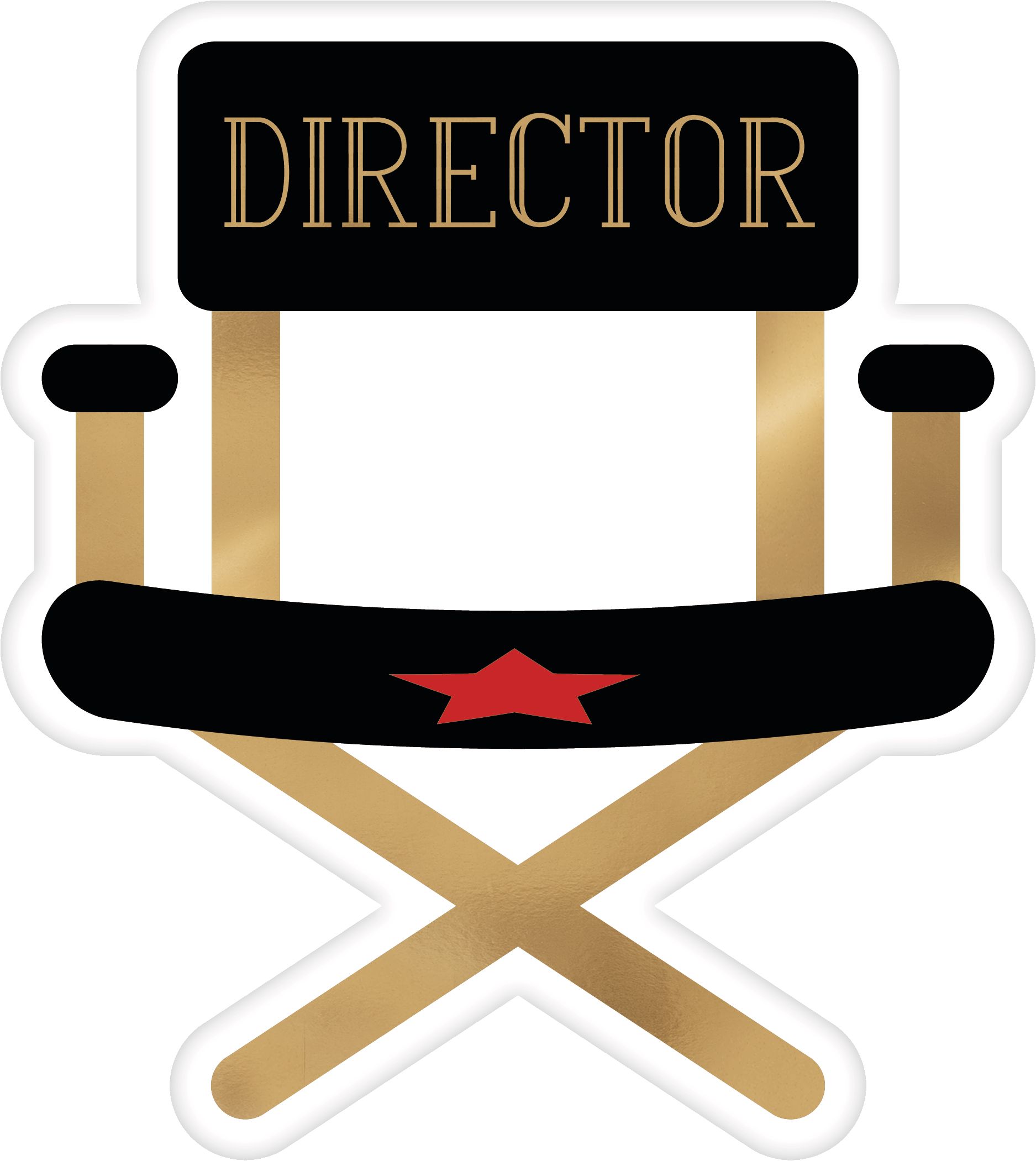 Movie Night "Lights! Camera! Action!" Table & Wall Cutout Decorations, Black/Gold, 11-in, 12-pk, for Movie Nights/Carnival Front_Flat