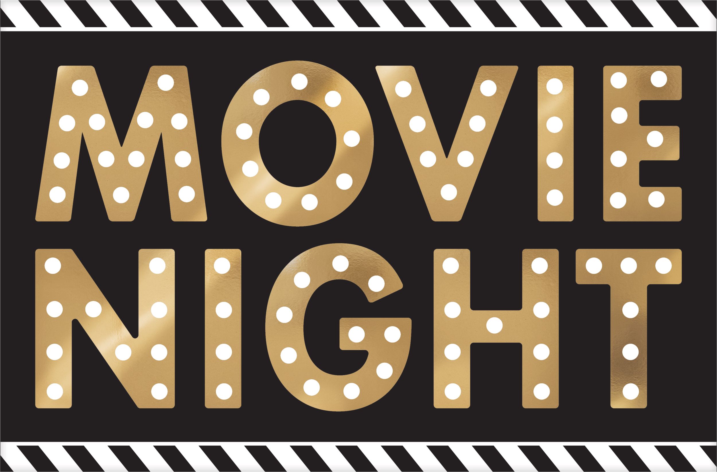Movie Night "Lights! Camera! Action!" Table & Wall Cutout Decorations, Black/Gold, 11-in, 12-pk, for Movie Nights/Carnival Front_Flat