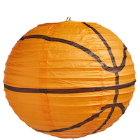 Basketball Paper Lantern Hanging Decorations, Orange, 9.5-in, 3-pk, for Sports Party Front_Angled_Right