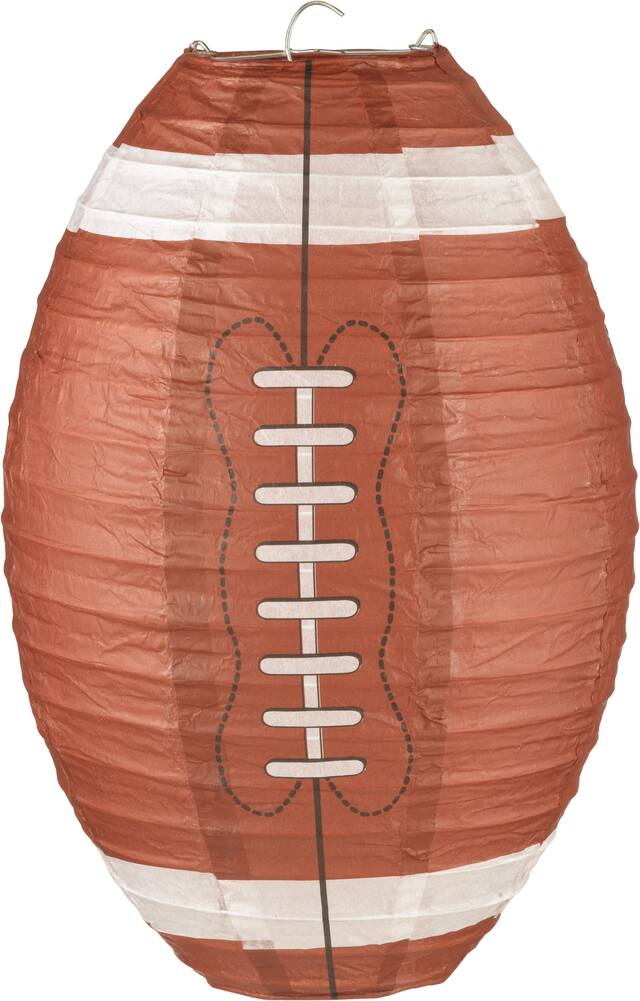 Football Paper Lantern Hanging Decorations, Brown, 9.5-in, 3-pk, for Sports Party Front_Flat
