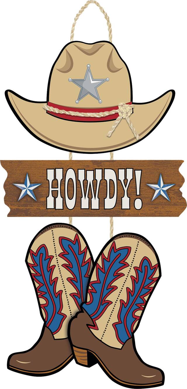 Yeehaw Western Howdy Stacked Sign Front_Flat