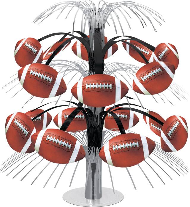 Black & Silver Football Cascade Centerpiece Front_Flat