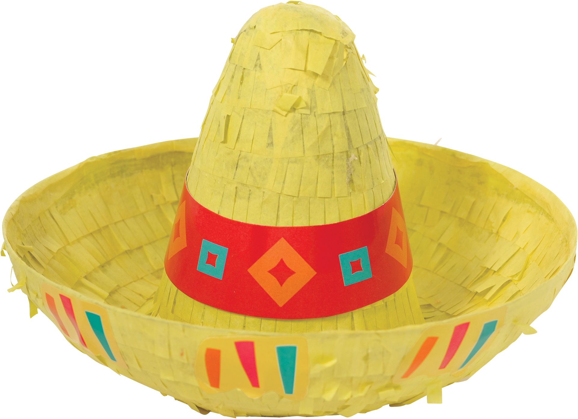 Fiesta Sombrero Hat Pinata Hanging Decoration, Yellow, 6.5-in, for for Cinco de Mayo/Fiesta Front_Elevated