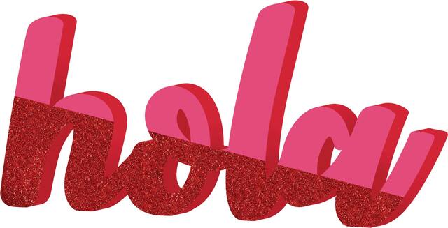 Glitter Hola Block Letter Sign Front_Elevated