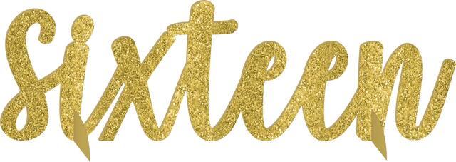 Glitter Gold Sweet 16 Birthday Centerpiece Front_Flat