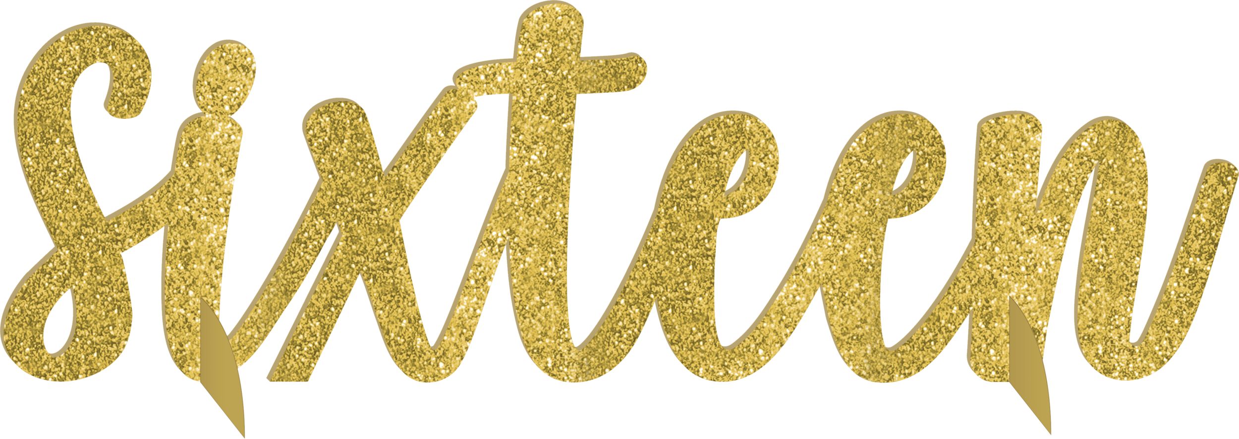 Glitter Gold Sweet 16 Birthday Centerpiece Front_Flat