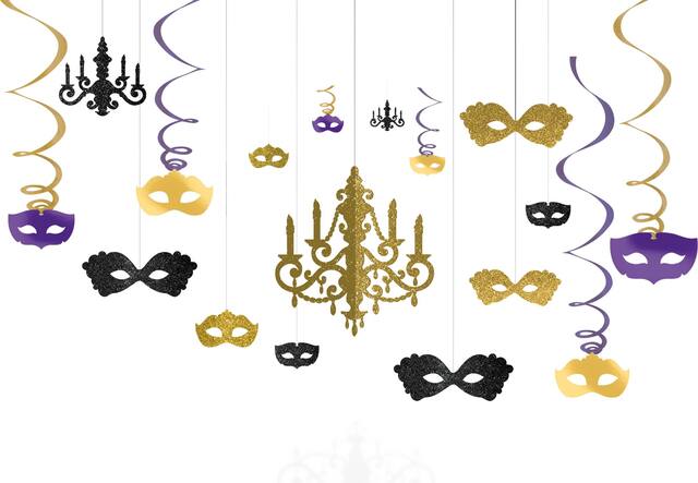 Décorations de chandelier scintillantes, Nuit de mascarade, paq. 17 Front_Flat