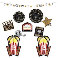 Movie Night Room & Table Centerpiece Decorating Kit, Black/Gold, 14-in, 10-pk, for Movie Nights/Carnival Composite_or_Mixed