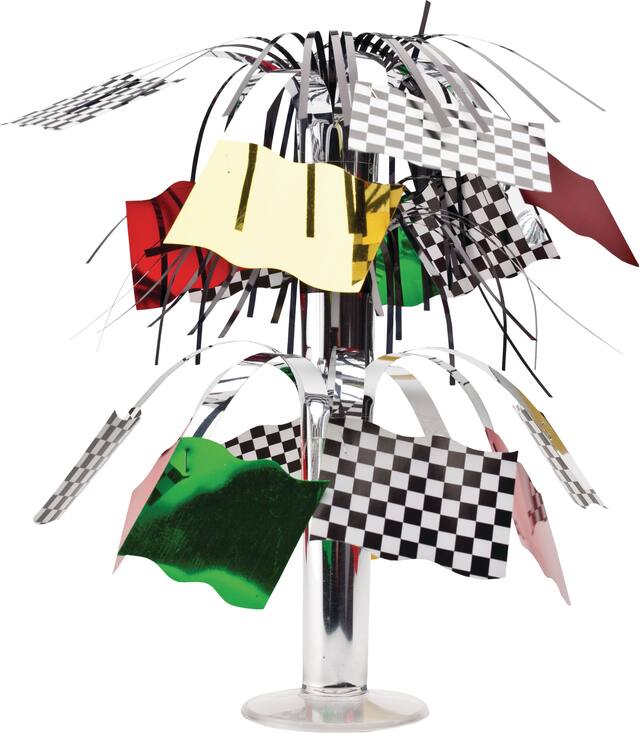 Petit centre de table en fontaine, drapeau damier Front_Elevated