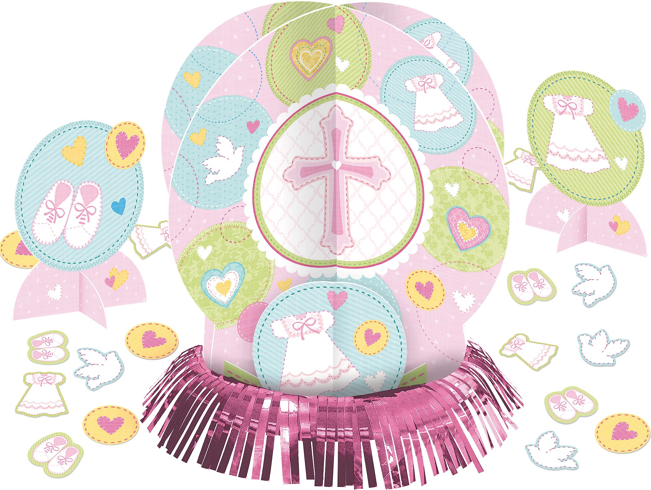 Décorations de table religieuses, rose, paq. 23 Front_Elevated