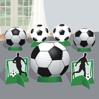 Soccer Sign Table Centerpiece Decorations, Black/White, 9.5-in, 8-pk, for Sports Party Front_Flat