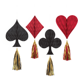 Mini Roll the Dice Casino Honeycomb Decorations with Tails, 4-pc Front_Flat