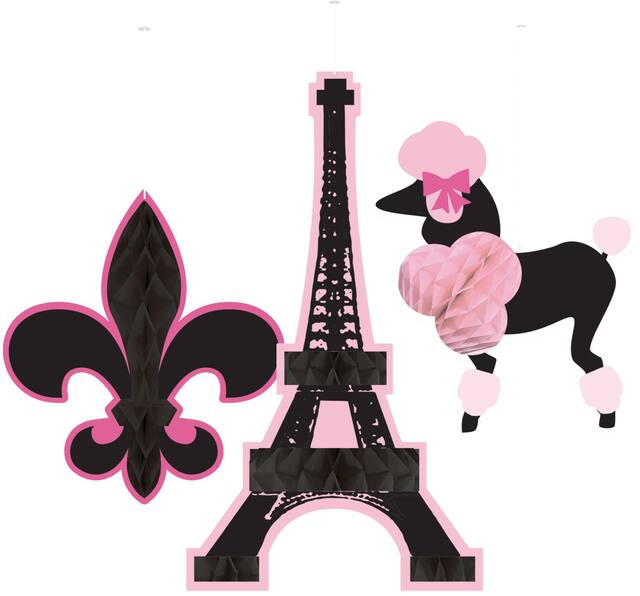 Décorations alvéolées Un Jour à Paris, paq. 3 Front_Flat