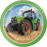 Tractor Time Dessert Plates, 8-pk Overhead_Flat