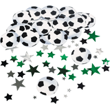 Soccer & Stars Confetti Table Scatter Decoration, Green/White, 1.2-oz, for Sports Party Composite_or_Mixed