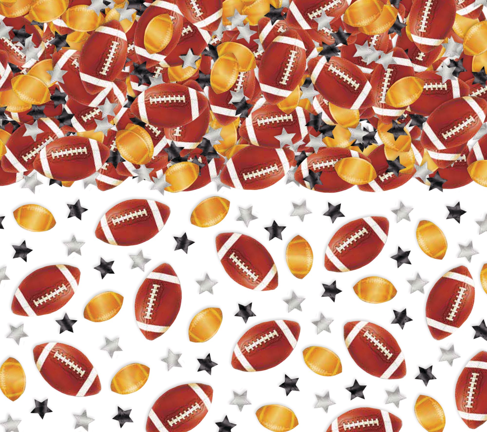 Football & Stars Confetti Table Scatter Decoration, Brown/Siver, 2.5-oz, for Sports Party Overhead_Flat