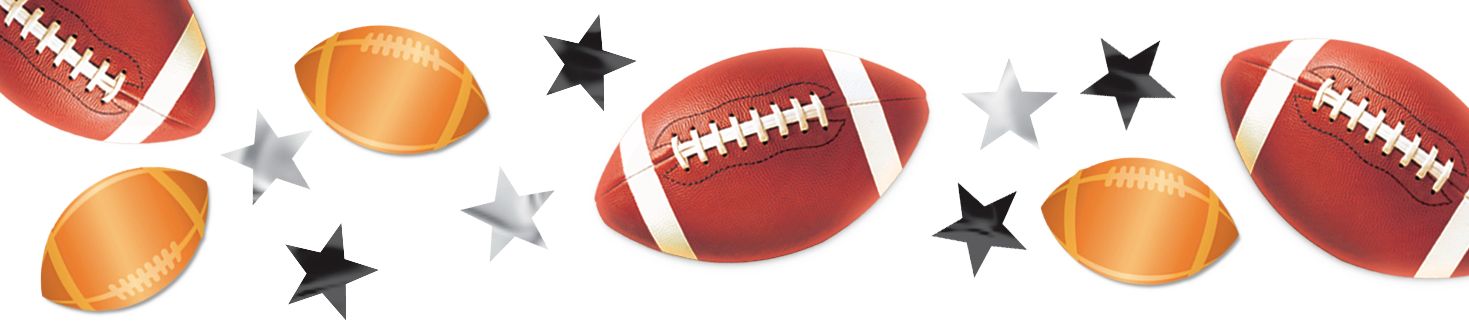 Football & Stars Confetti Table Scatter Decoration, Brown/Siver, 2.5-oz, for Sports Party Front_Flat