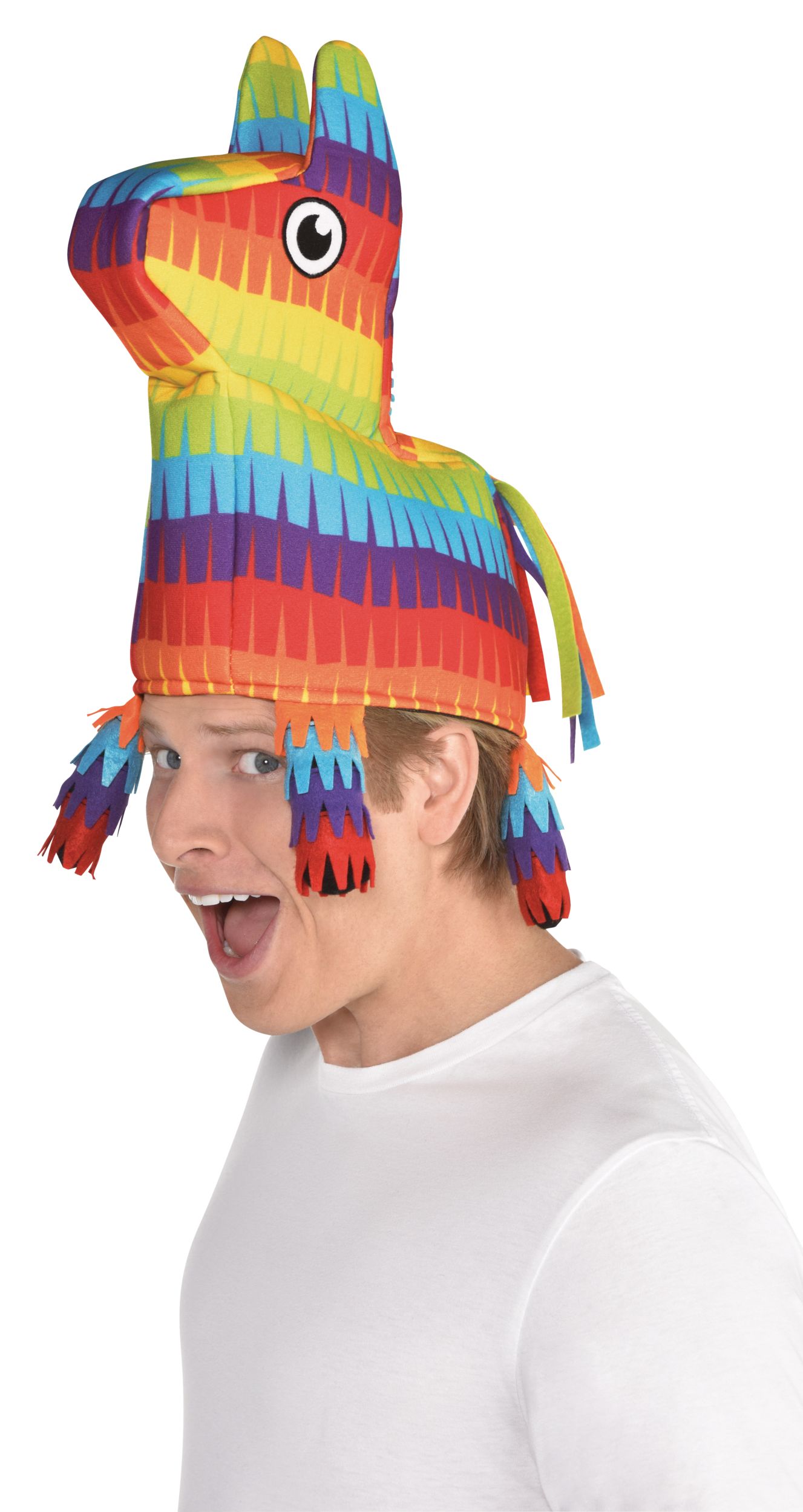 Rainbow Donkey Pinata Hat Front_Angled_Left