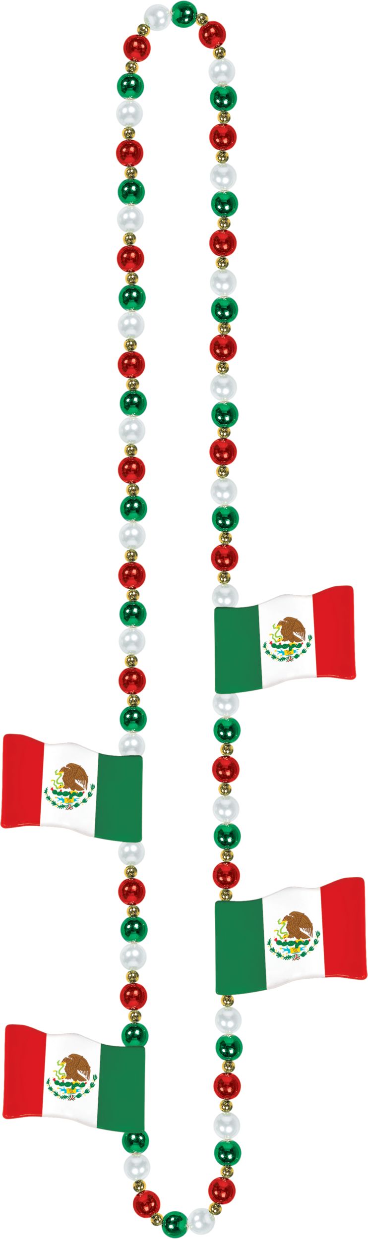 Mexican Flag Bead Necklace Front_Flat