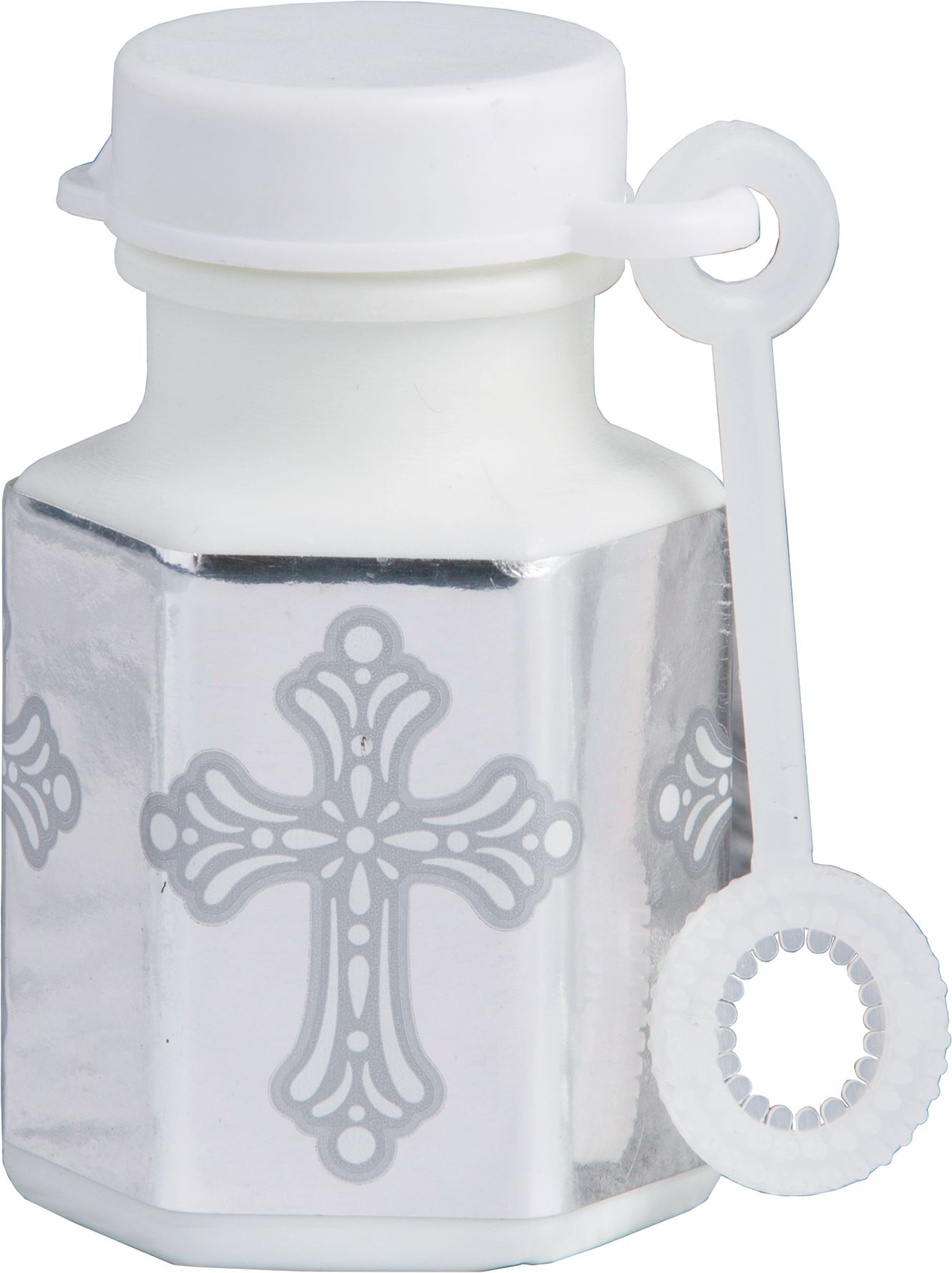Bubble Wand Tubes, Clear, Cross, 24-pk, Ages 3+, for First Communion/Religious Party Front_Elevated