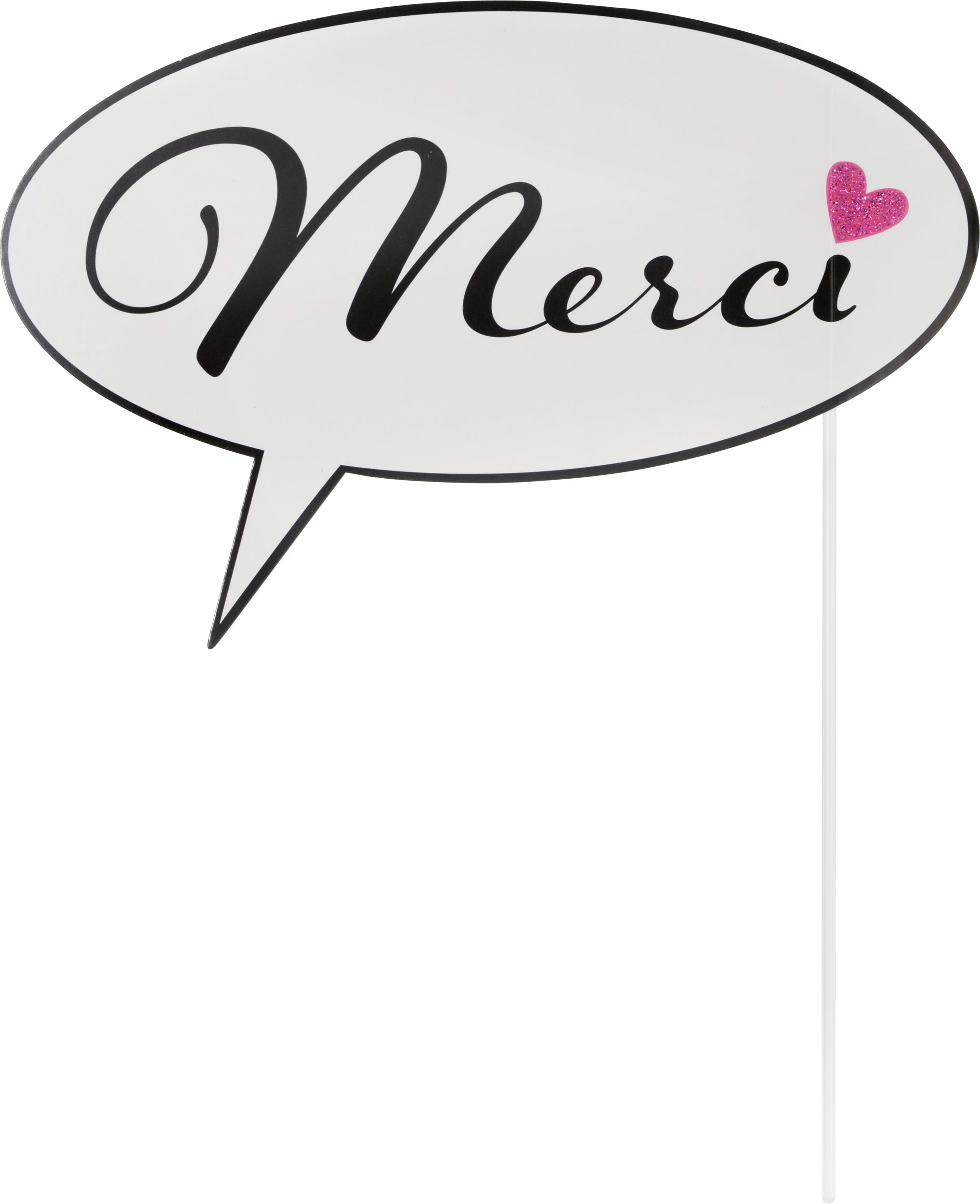 A Day in Paris "Bonjour" Photo Booth Sign Props, Pink/Black, 8-in, 13-pk, for Birthday Party Front_Flat