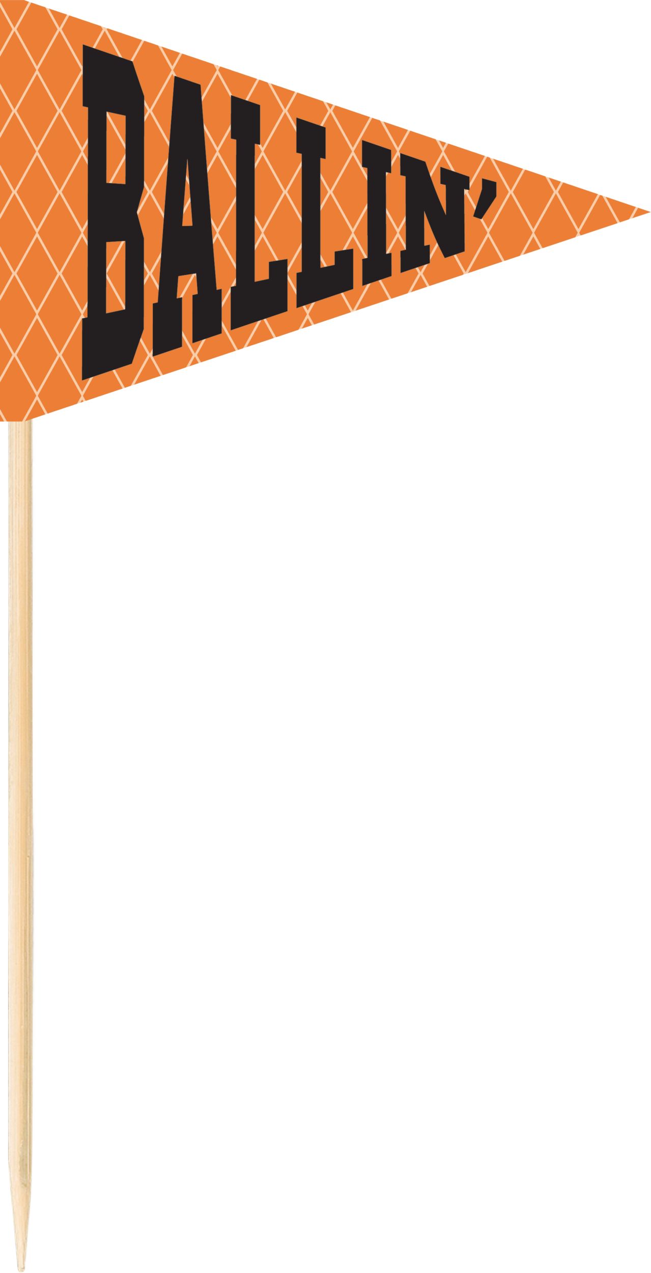 Basketball "Slam Dunk" Buffet Table Decorating Kit with Food Cards, Picks, Decorations & Banner, Orange/Black, 6-ft, 15-pk, for Sports Party Front_Flat
