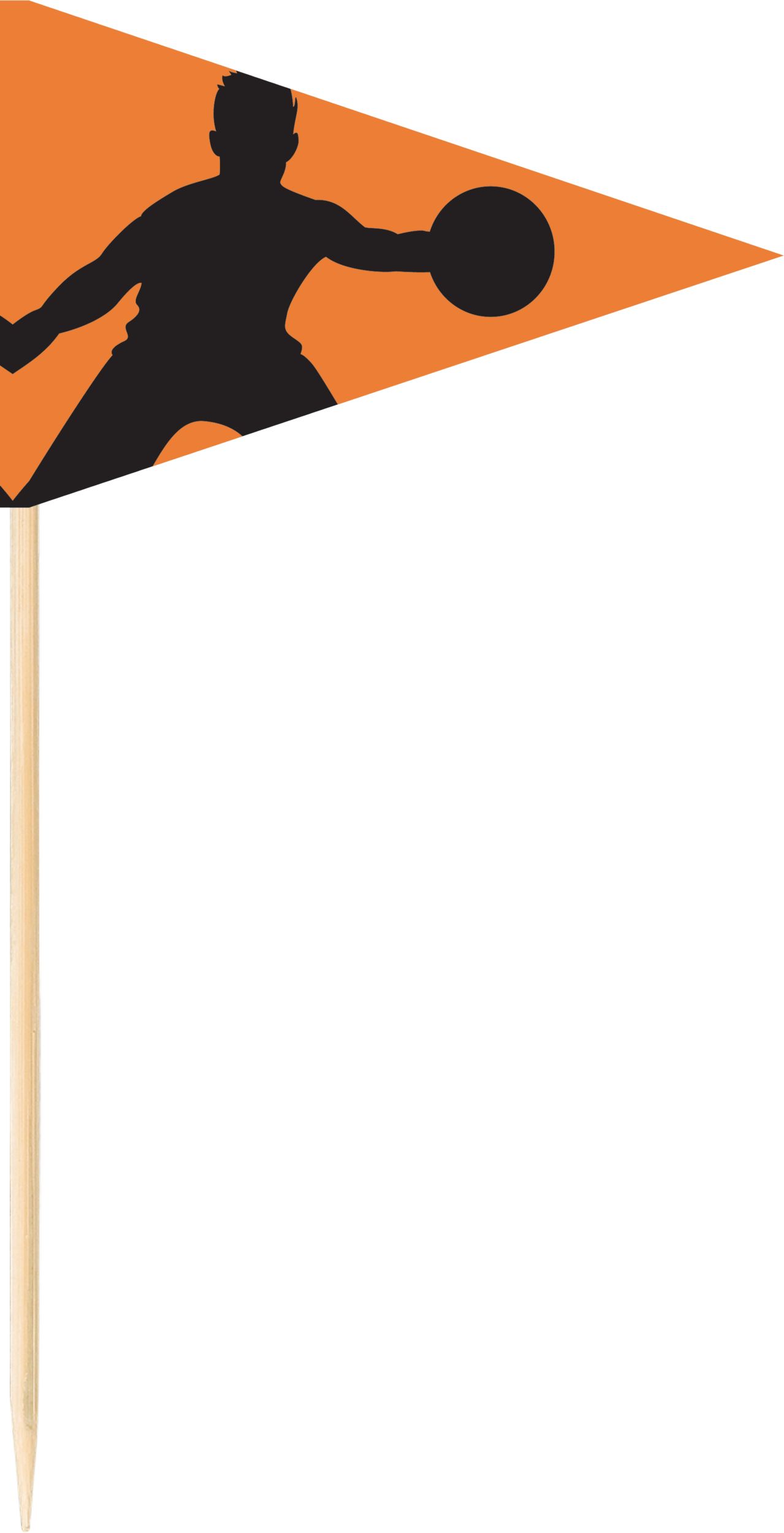 Basketball "Slam Dunk" Buffet Table Decorating Kit with Food Cards, Picks, Decorations & Banner, Orange/Black, 6-ft, 15-pk, for Sports Party Front_Flat